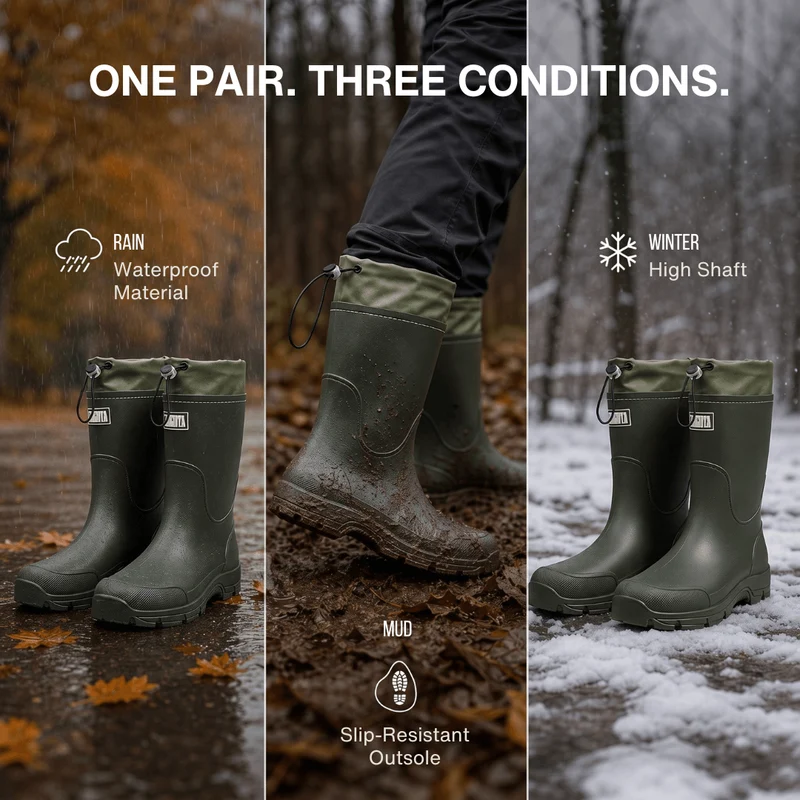 Waterproof Outdoor Rubber Boots Unisex – Slip-Resistant, Durable & Long-Lasting