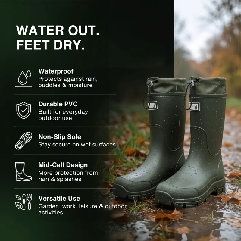 Waterproof Outdoor Rubber Boots Unisex – Slip-Resistant, Durable & Long-Lasting