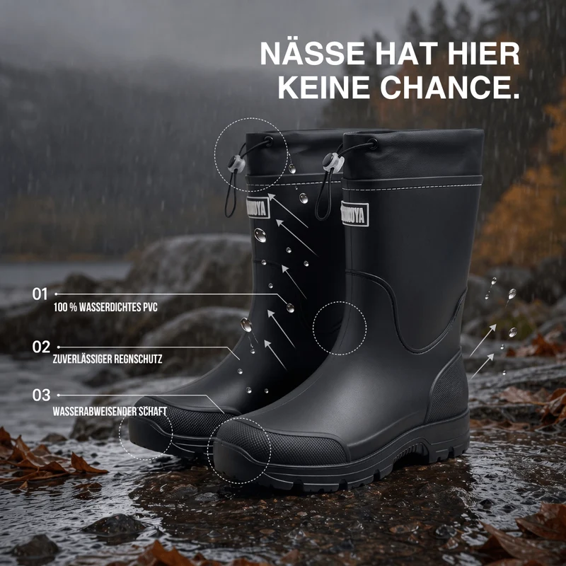 Wasserdichte Outdoor Gummistiefel unisex – Rutschfest, robust & langlebig