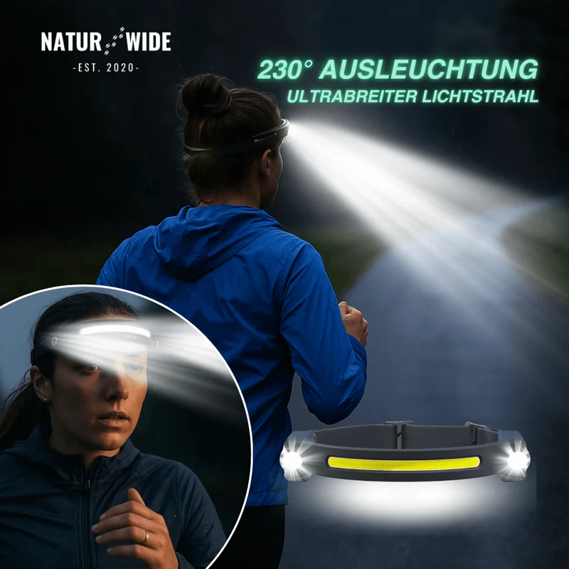 Naturwide Stirnlampe - Das Original 2.0 mit doppel Fernlicht