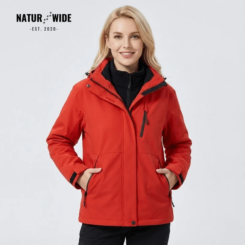 Women's 2-in-1 Waterproof Jacket – Breathable, Windproof with Removable Fleece