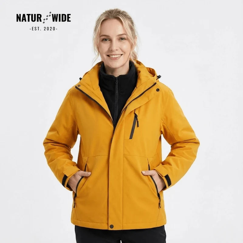 Women's 2-in-1 Waterproof Jacket – Breathable, Windproof with Removable Fleece
