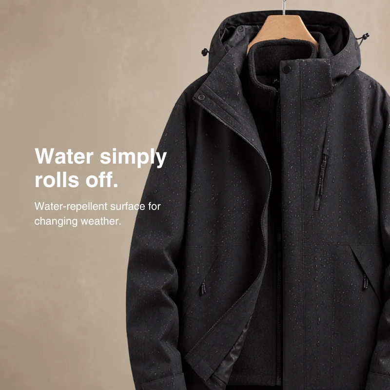 Women's 2-in-1 Waterproof Jacket – Breathable, Windproof with Removable Fleece