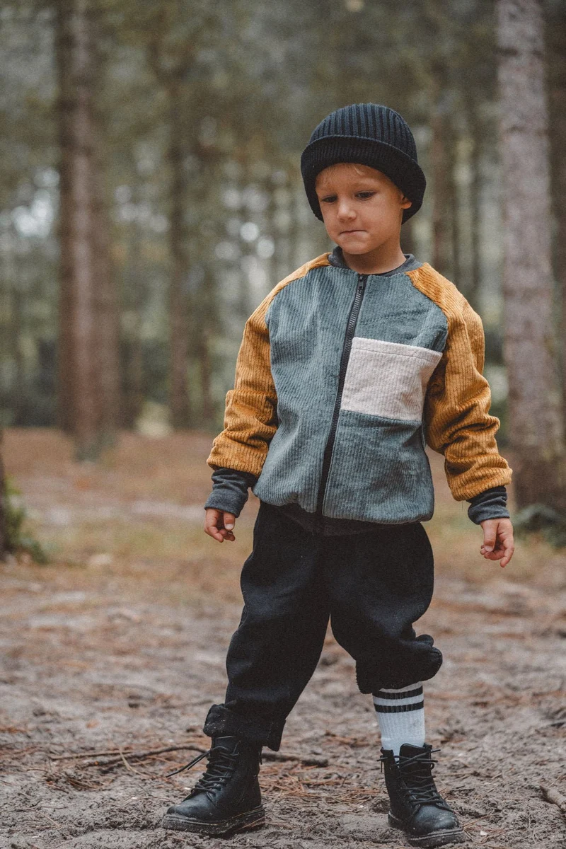 College Kinderjacke Caramel / Smaragd