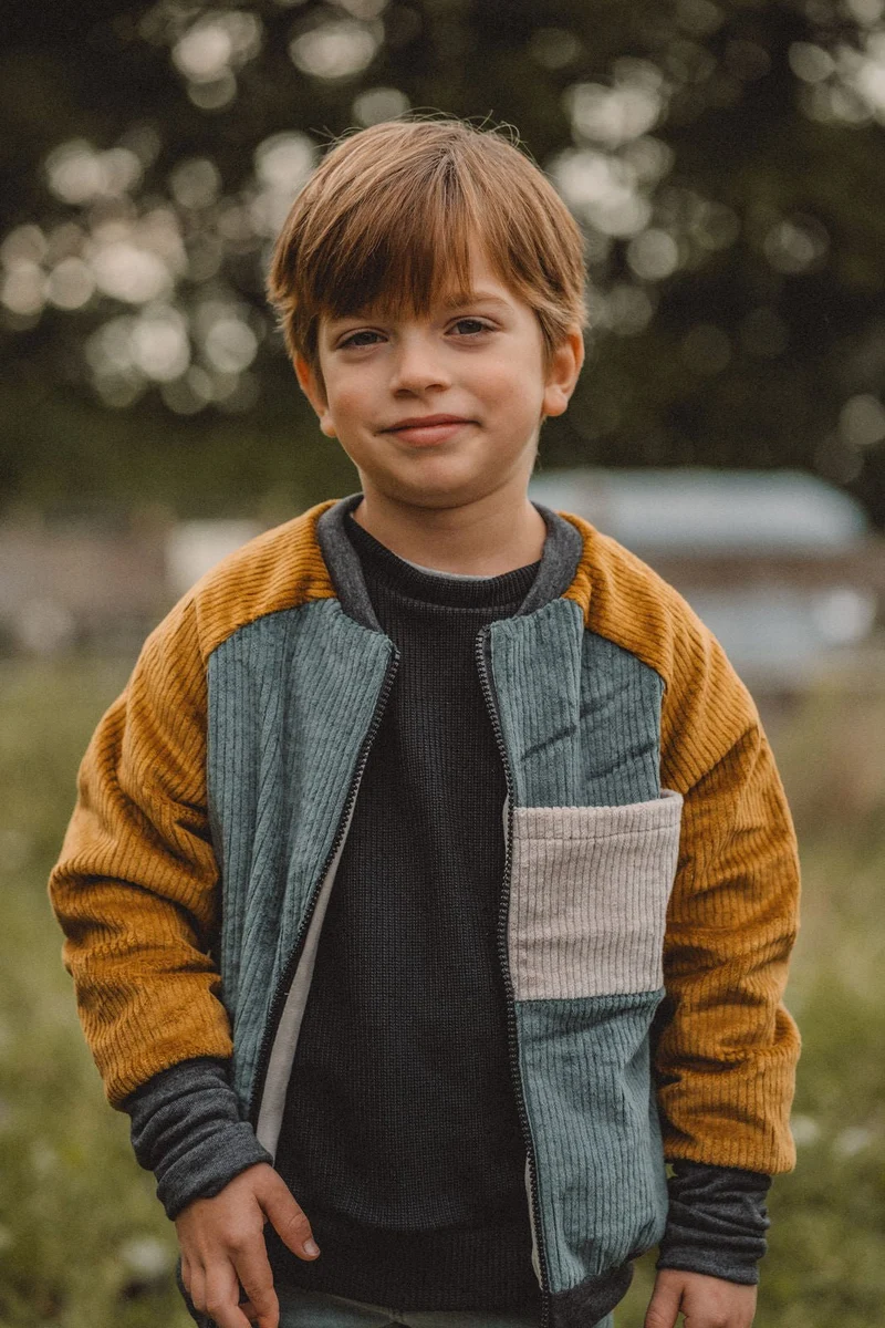 College Kinderjacke Caramel / Smaragd