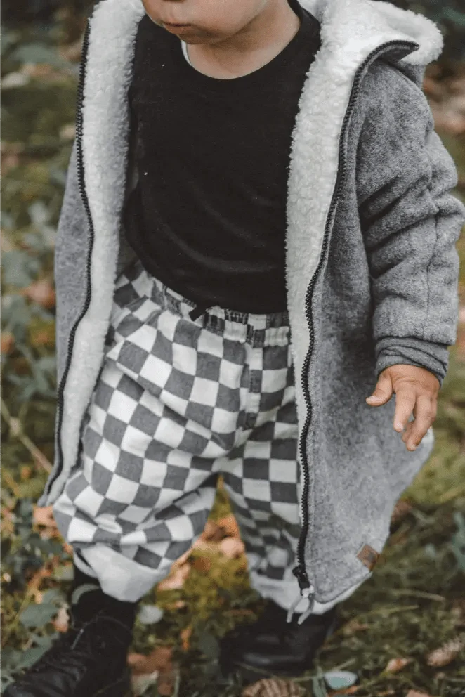 Wollwalkjacke Kinder Grau / Teddyfell