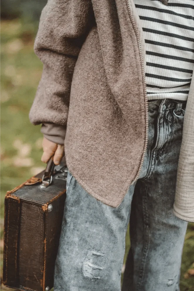 Wollwalkjacke Kinder Taupe / Musselin Sand
