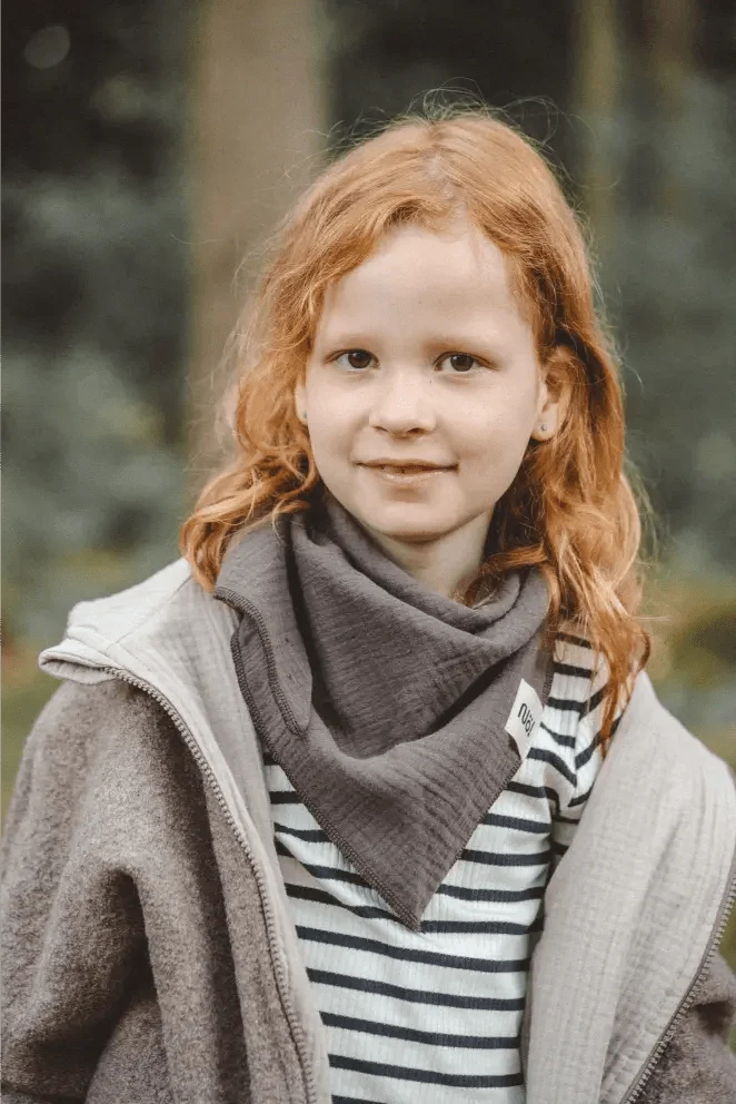 Wollwalkjacke Kinder Taupe / Musselin Sand