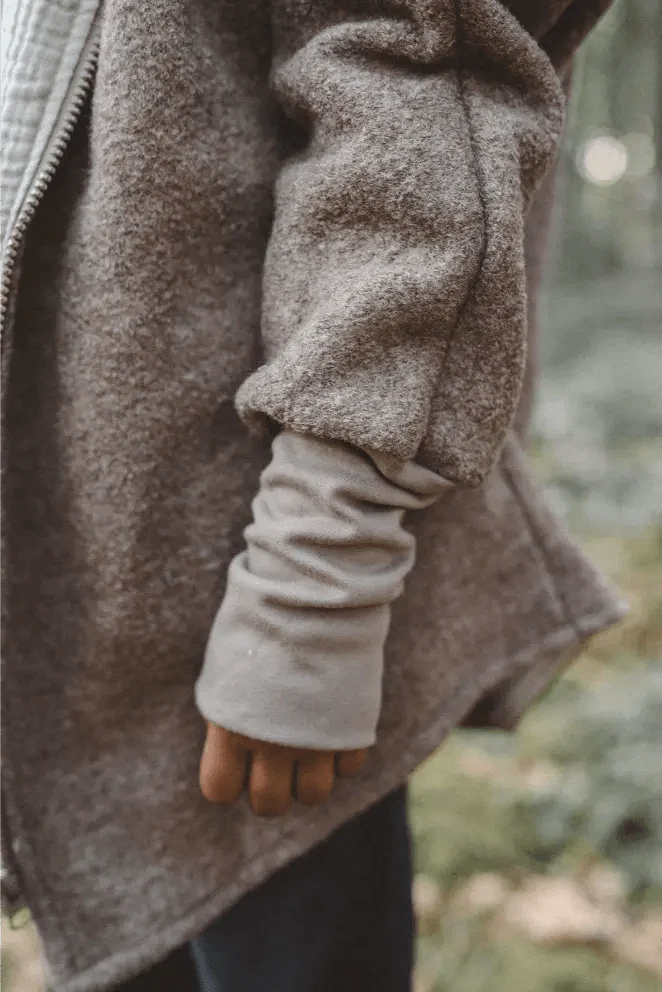 Wollwalkjacke Kinder Taupe / Musselin Sand