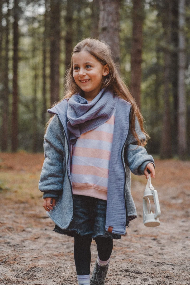 Wollwalkjacke Grau / Musselin Flieder