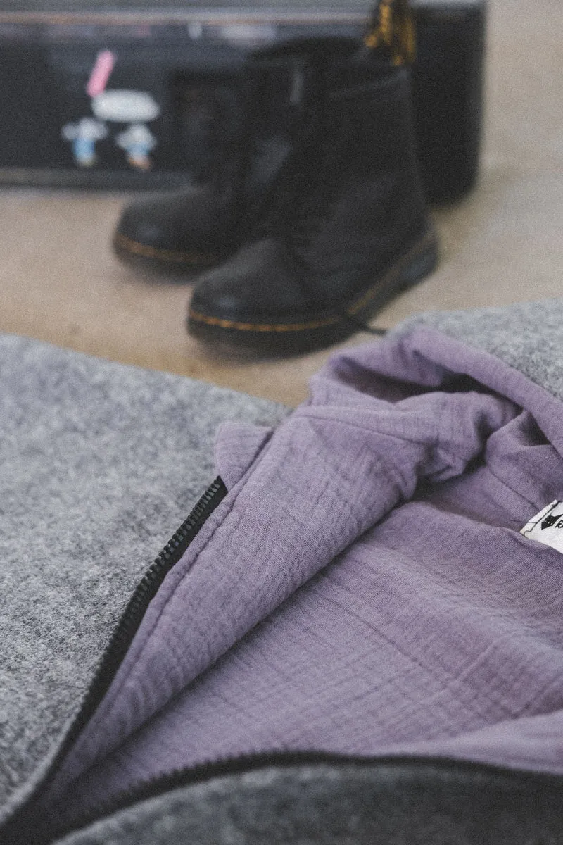 Wollwalkjacke Grau / Musselin Flieder