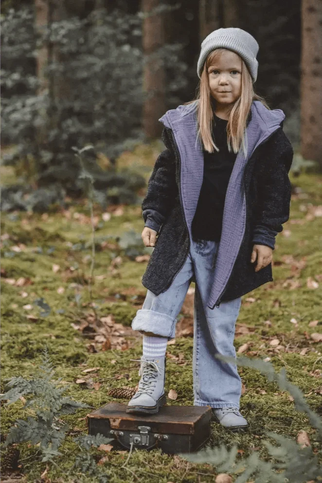 Wollwalkjacke Anthrazit / Musselin Flieder
