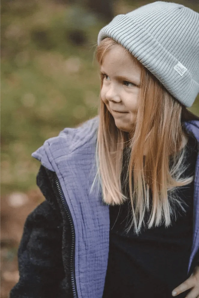 Wollwalkjacke Anthrazit / Musselin Flieder