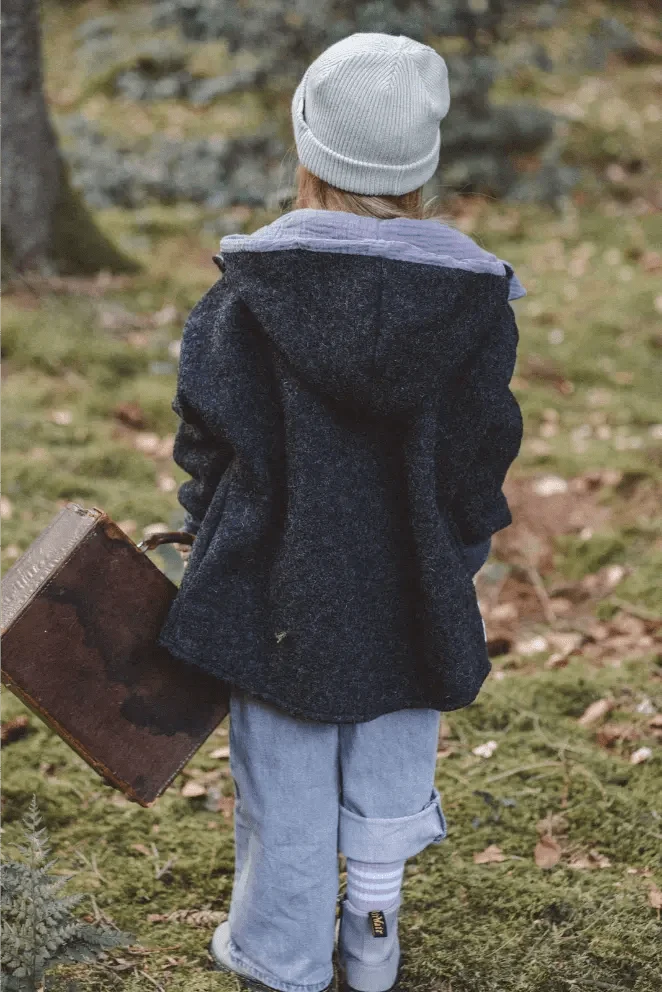 Wollwalkjacke Anthrazit / Musselin Flieder