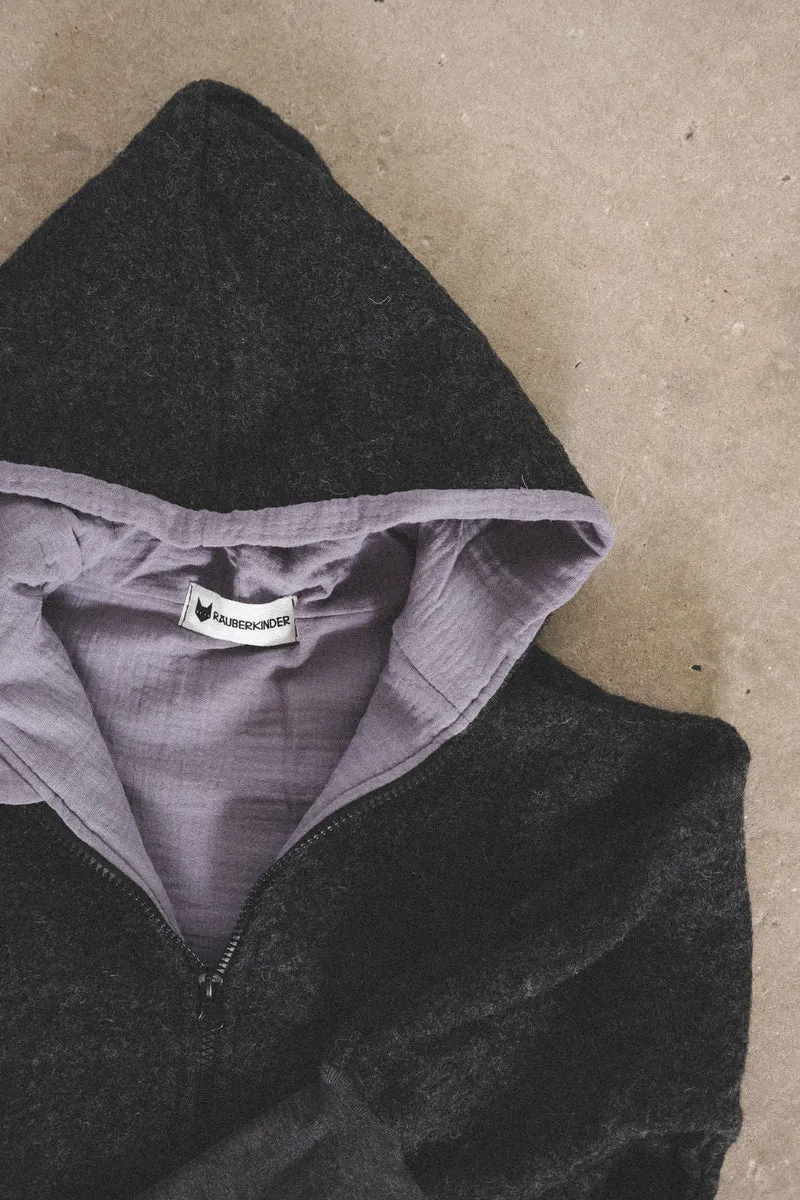 Wollwalkjacke Anthrazit / Musselin Flieder