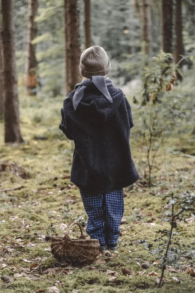 Wollwalkjacke Anthrazit / Musselin Schwarz