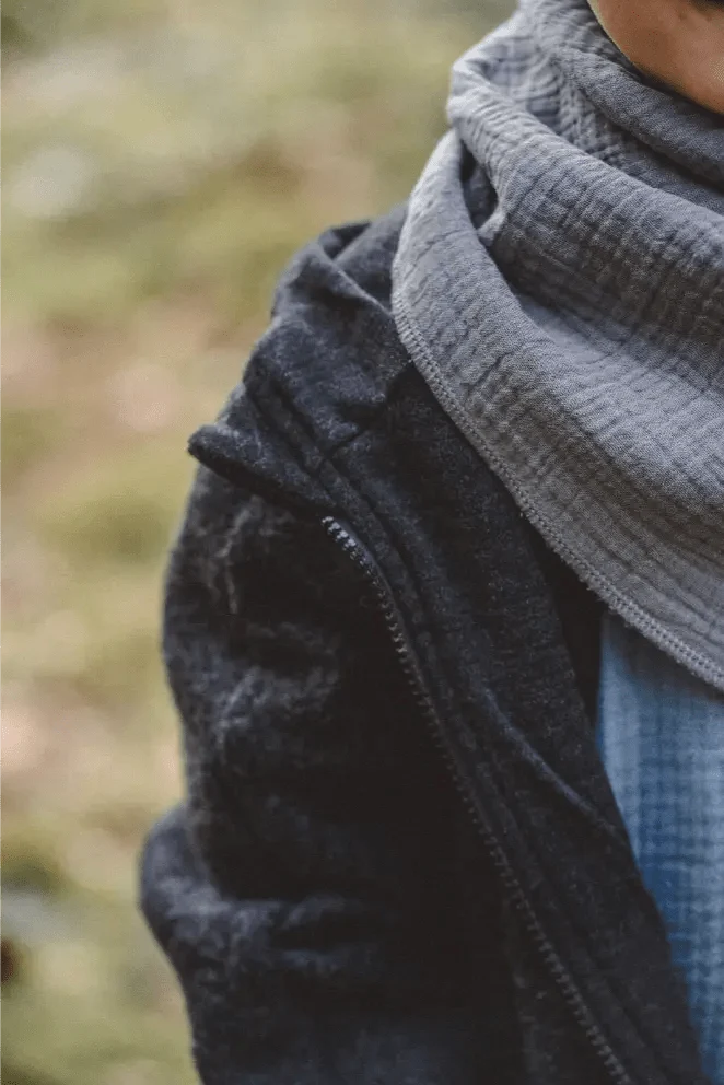 Wollwalkjacke Anthrazit / Musselin Schwarz