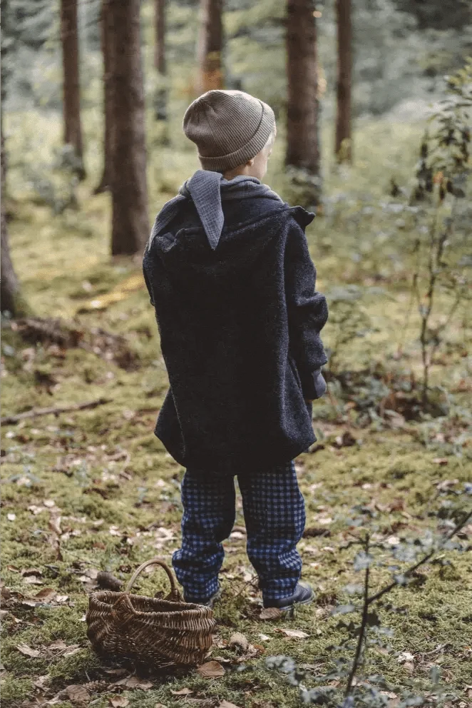 Wollwalkjacke Anthrazit / Musselin Schwarz