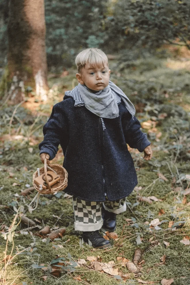 Wollwalkjacke Anthrazit / Streifenhörnchen