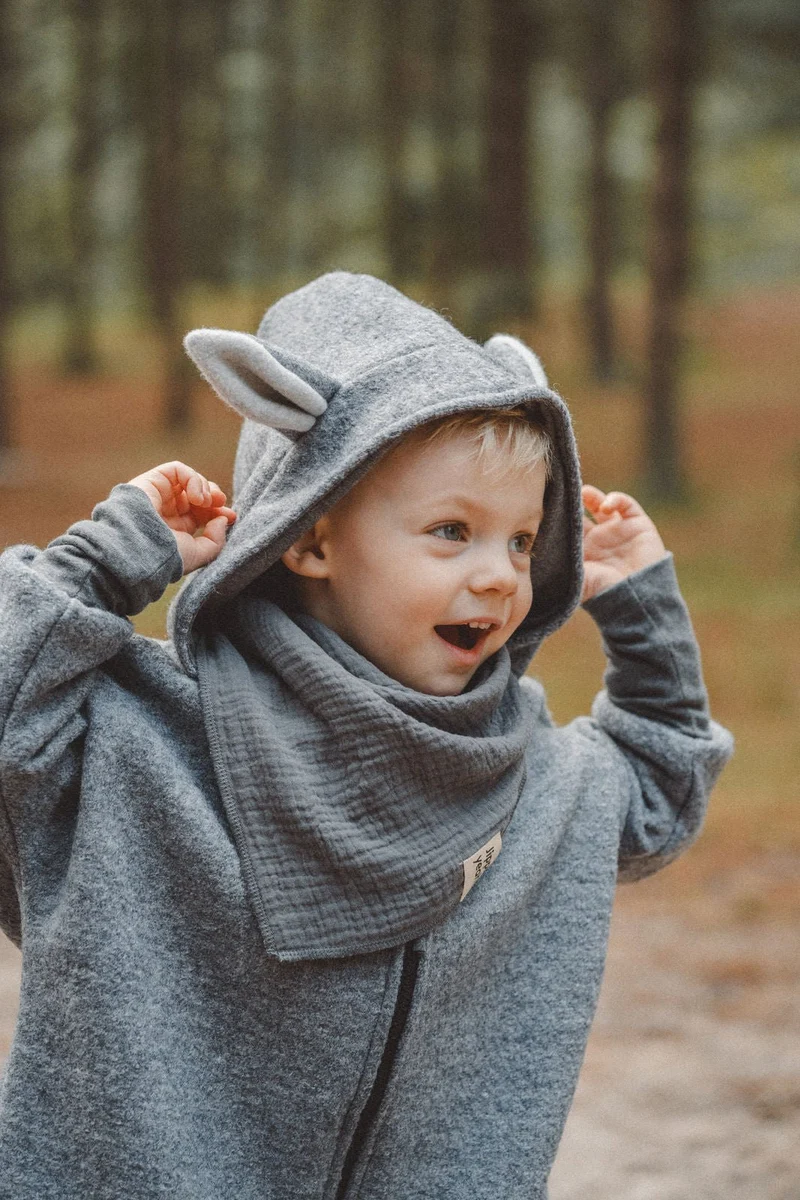 Wollwalkjacke Kinder - eisiger Wolf
