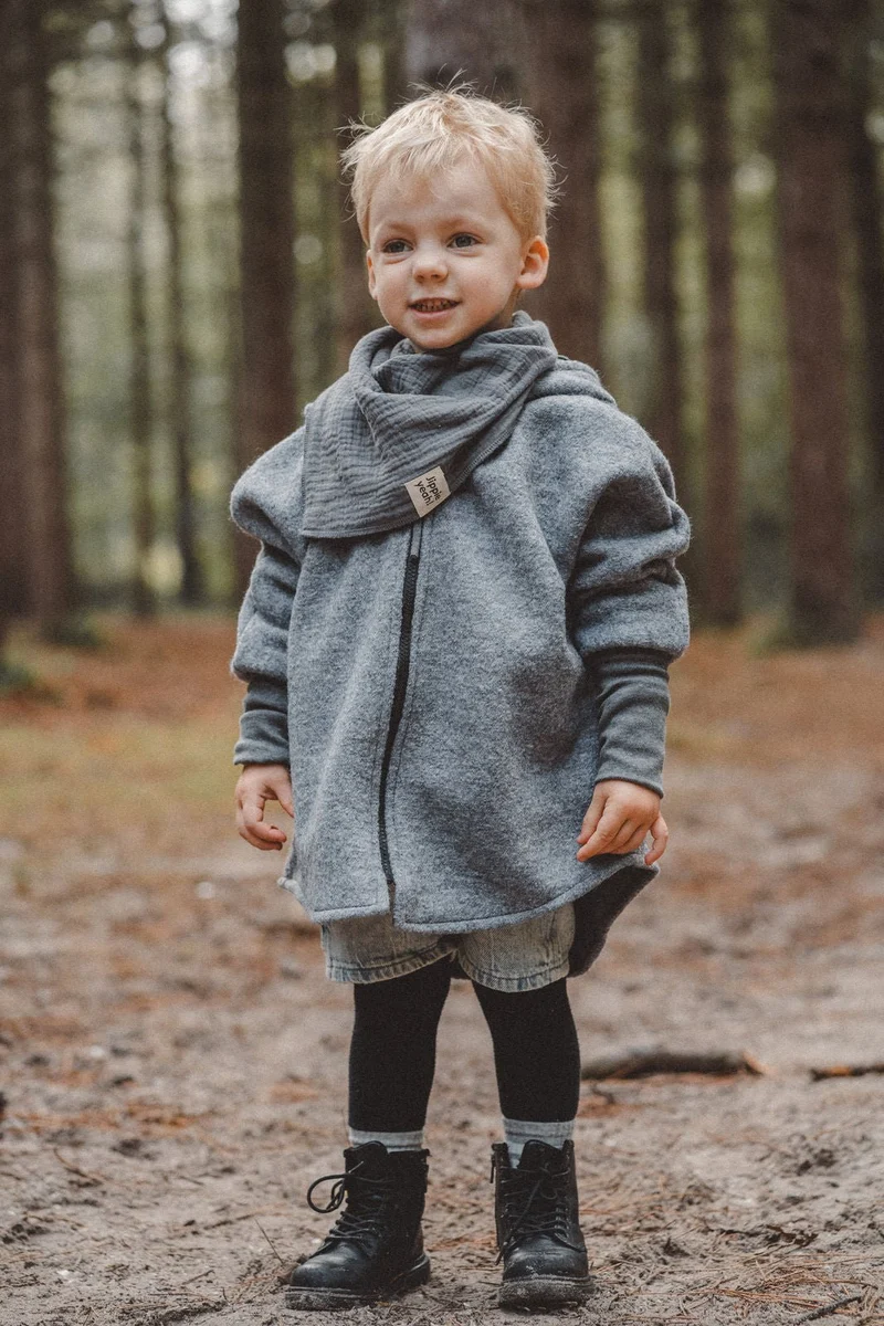 Wollwalkjacke Kinder - eisiger Wolf
