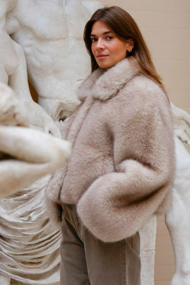 Steff Faux Fur Jacket | Beige | Jakke fra Neo Noir