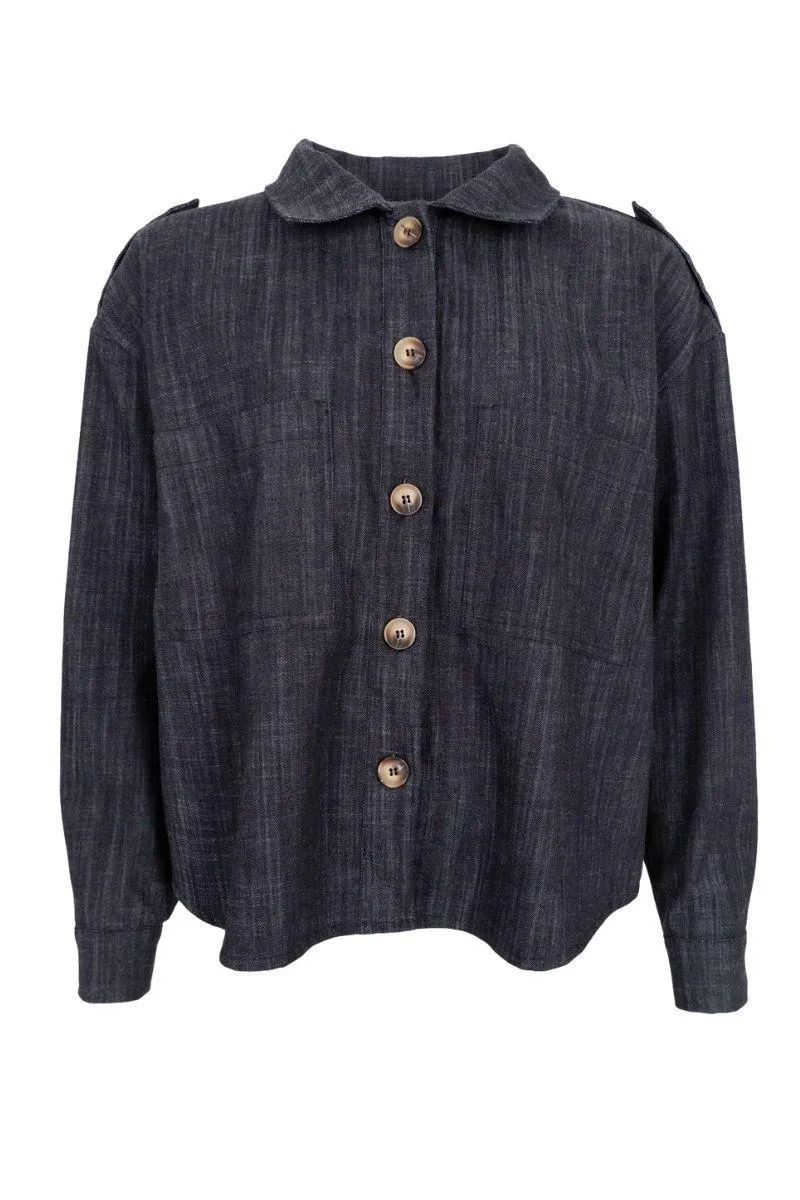 Box Shirt Jacket | Black Denim | Jakker fra Black Colour