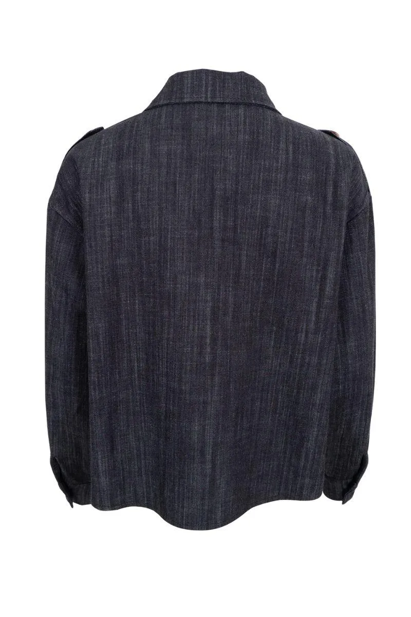 Box Shirt Jacket | Black Denim | Jakker fra Black Colour