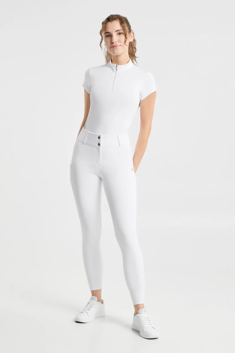 Matilda Damen perforierte Vollbesatz-Reithose White 36