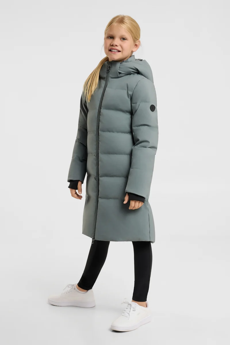 Paloma langer gesteppter Kinder-Mantel Balsam Green 146-152