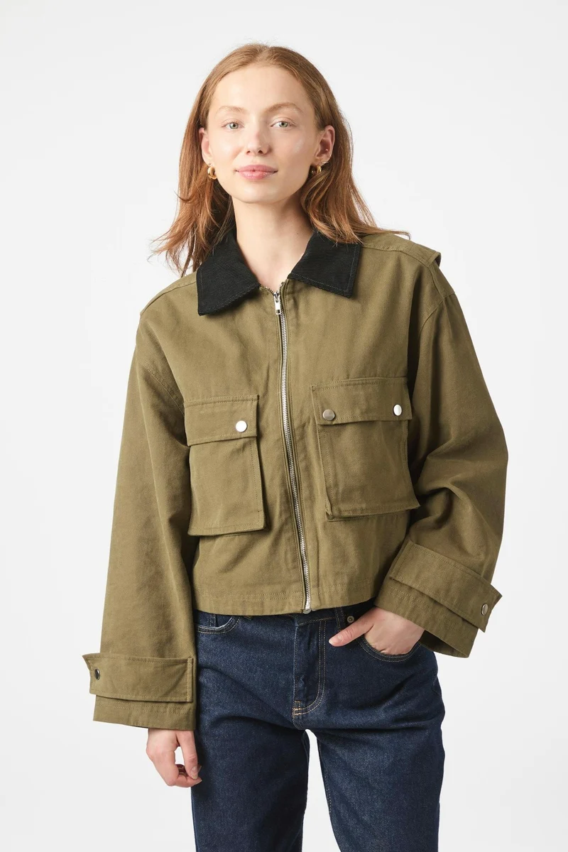 Rivera Canvas Boxy Jacket | Army | Jakke fra Neo Noir