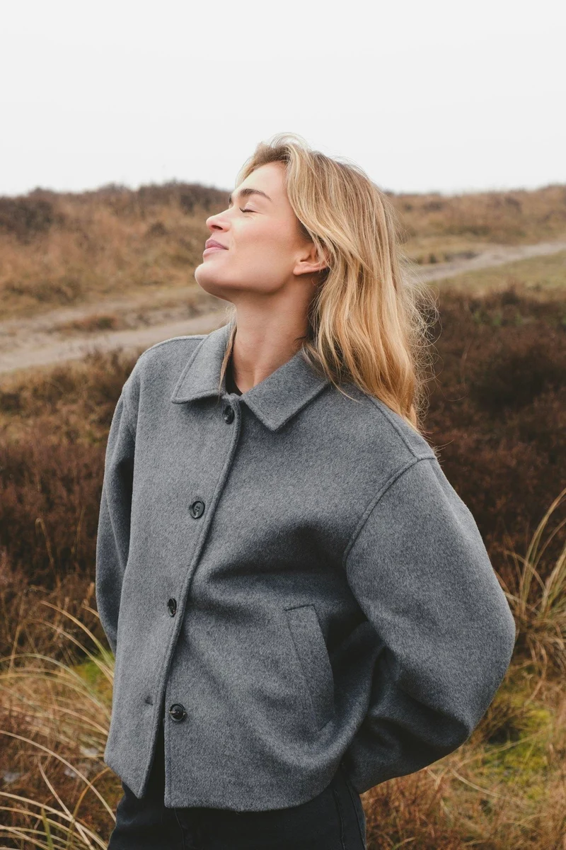 Hamra Wool Jacket | Grey Melange | Jakke fra Neo Noir