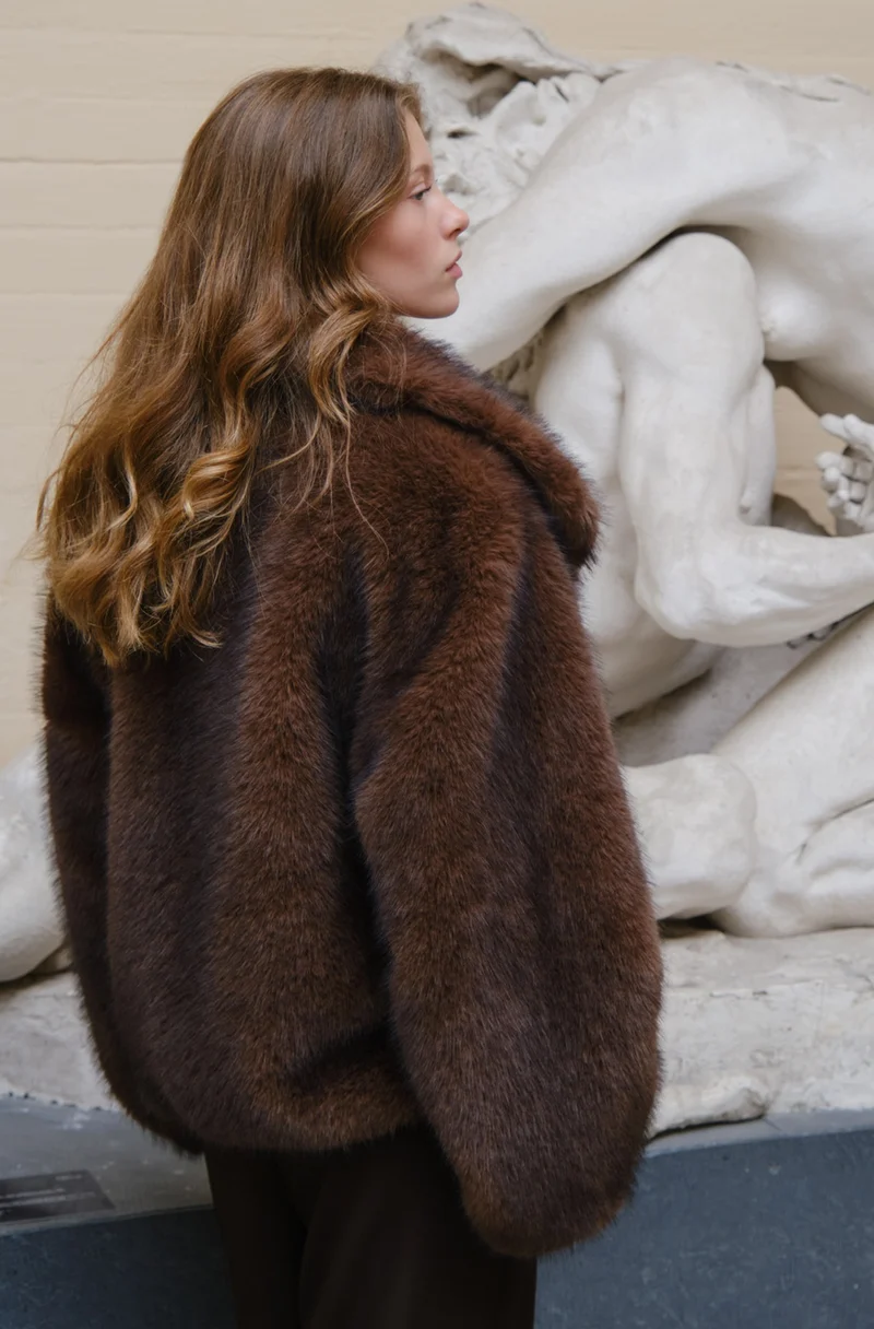 Stephanie Faux Fur Jacket | Brown | Jakke fra Neo Noir