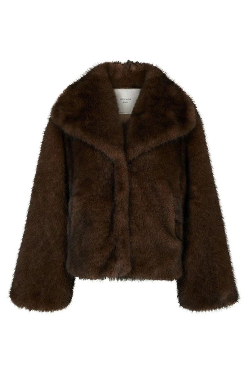 Stephanie Faux Fur Jacket | Brown | Jakke fra Neo Noir