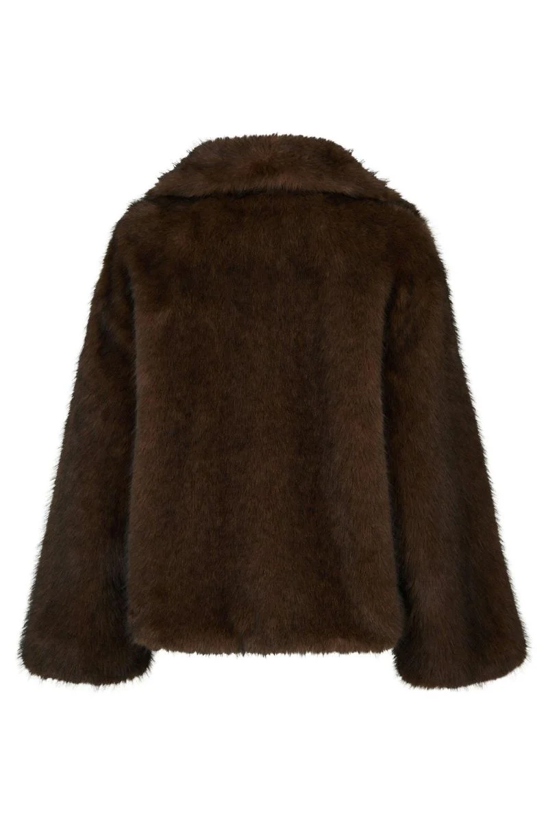 Stephanie Faux Fur Jacket | Brown | Jakke fra Neo Noir
