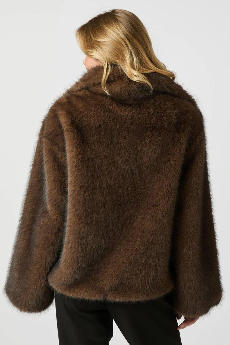 Stephanie Faux Fur Jacket | Brown | Jakke fra Neo Noir