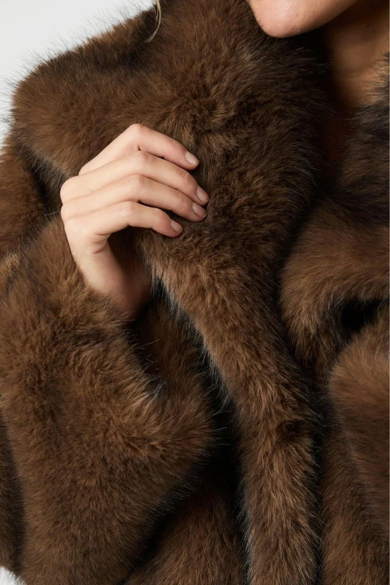 Stephanie Faux Fur Jacket | Brown | Jakke fra Neo Noir