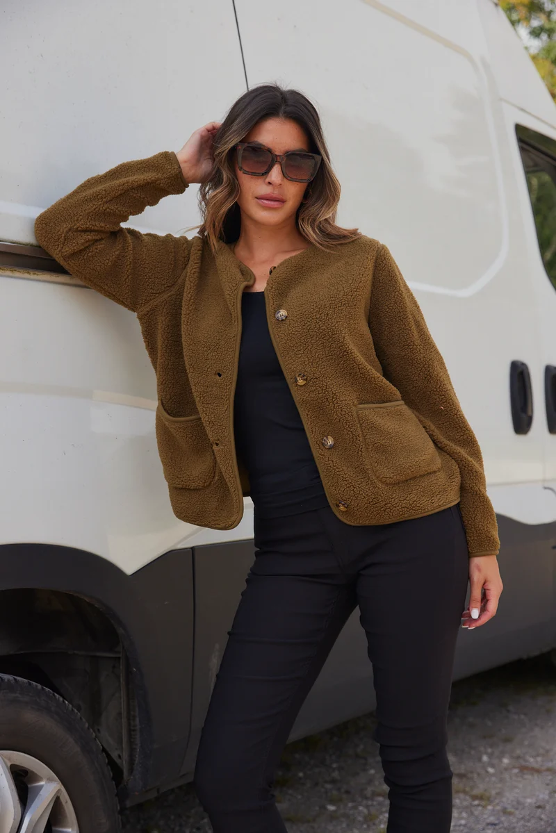 Ada Teddy Jacket | Army | Jakke fra French Laundry