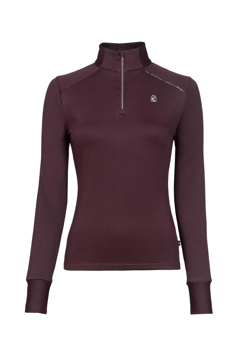 CAVALDUENS Damen Shirt mit Half Zip Kragen Dusty Plum 46