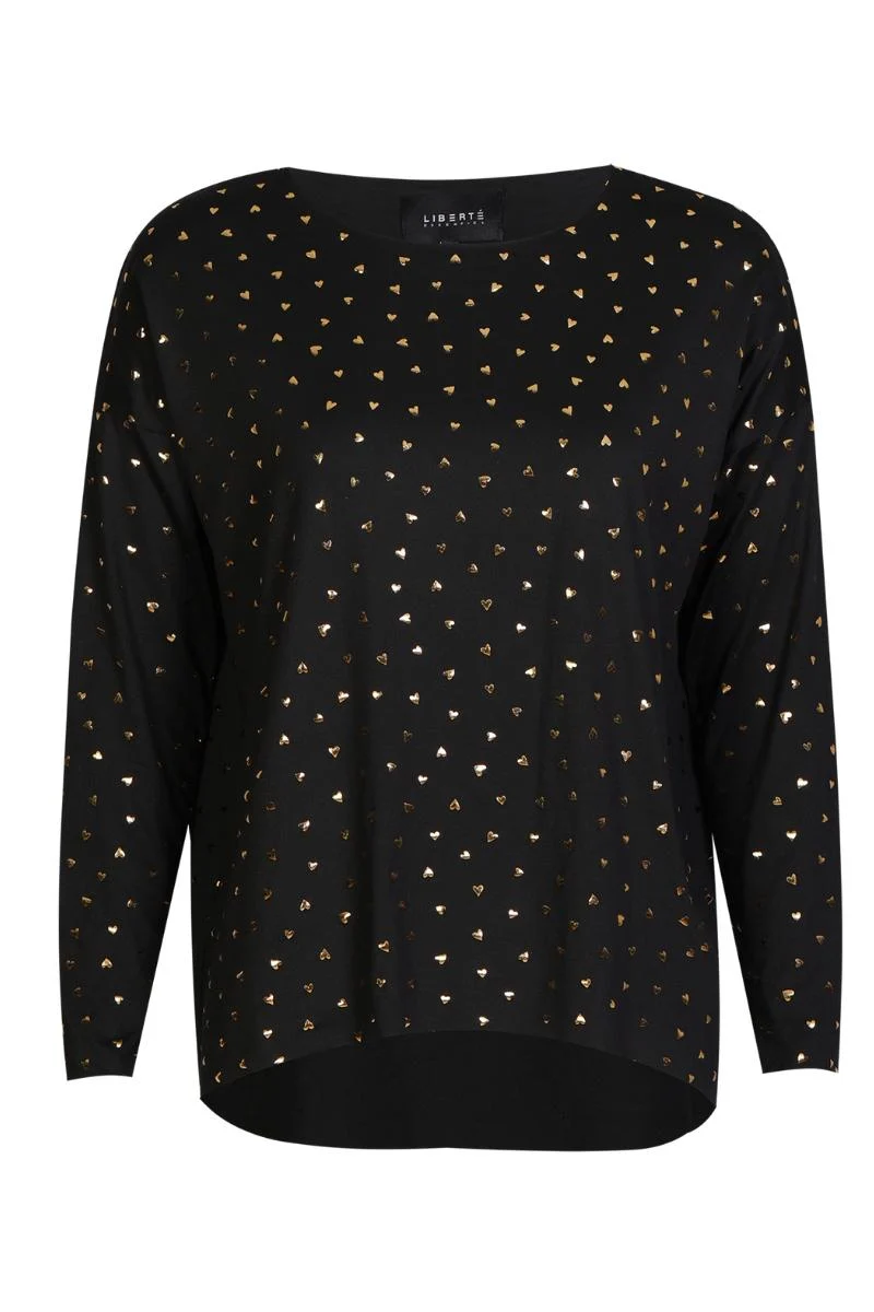 Alma Ls Top | Black Gold Heart | Top fra Liberté