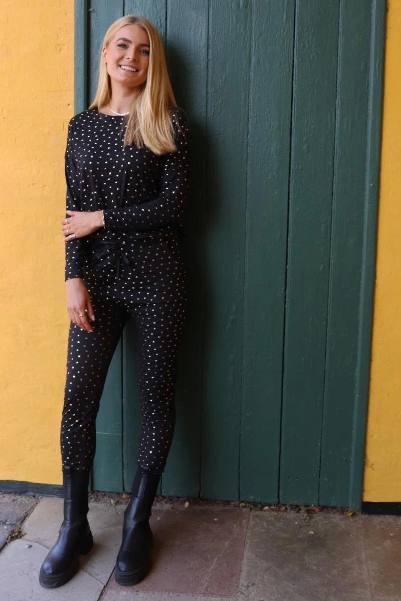 Alma Ls Top | Black Gold Heart | Top fra Liberté
