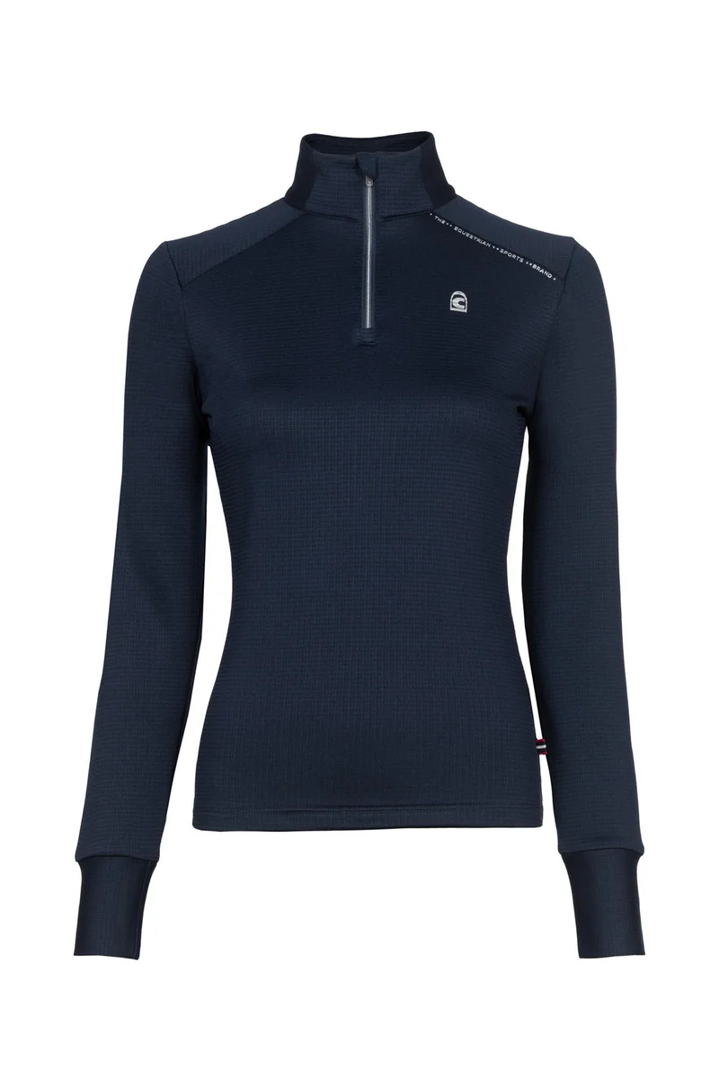 CAVALDUENS Damen Shirt mit Half Zip Kragen Darkblue 46