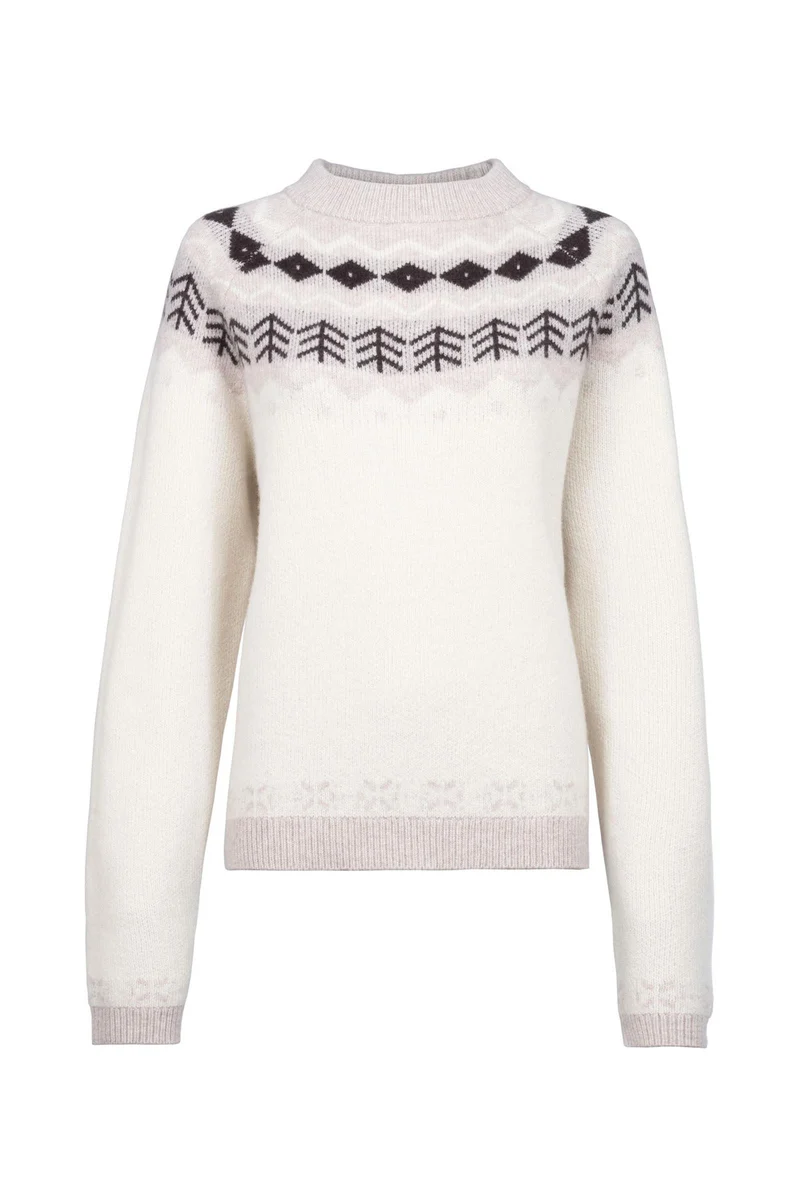 CAVALDENA Damen Rundhalspullover Off-White 32
