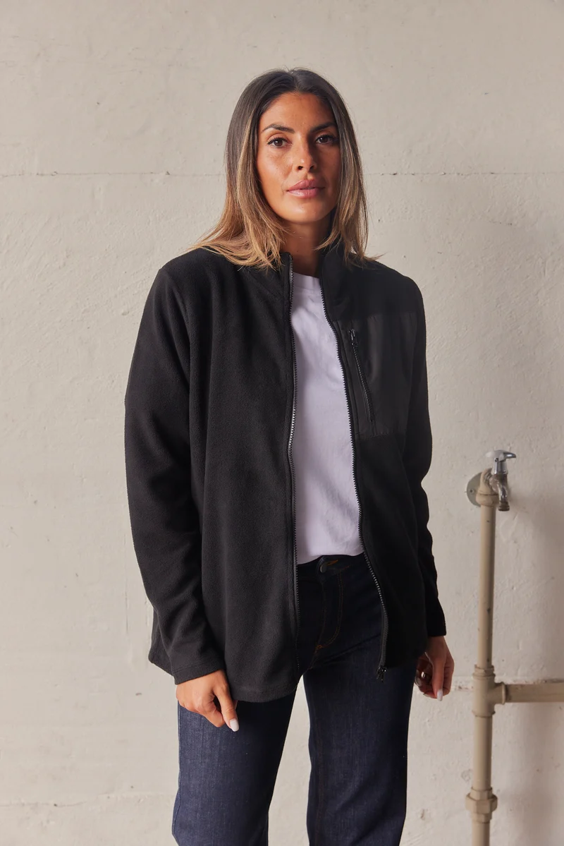 Carrow Fleece Jacket | Sort | Jakke fra French Laundry
