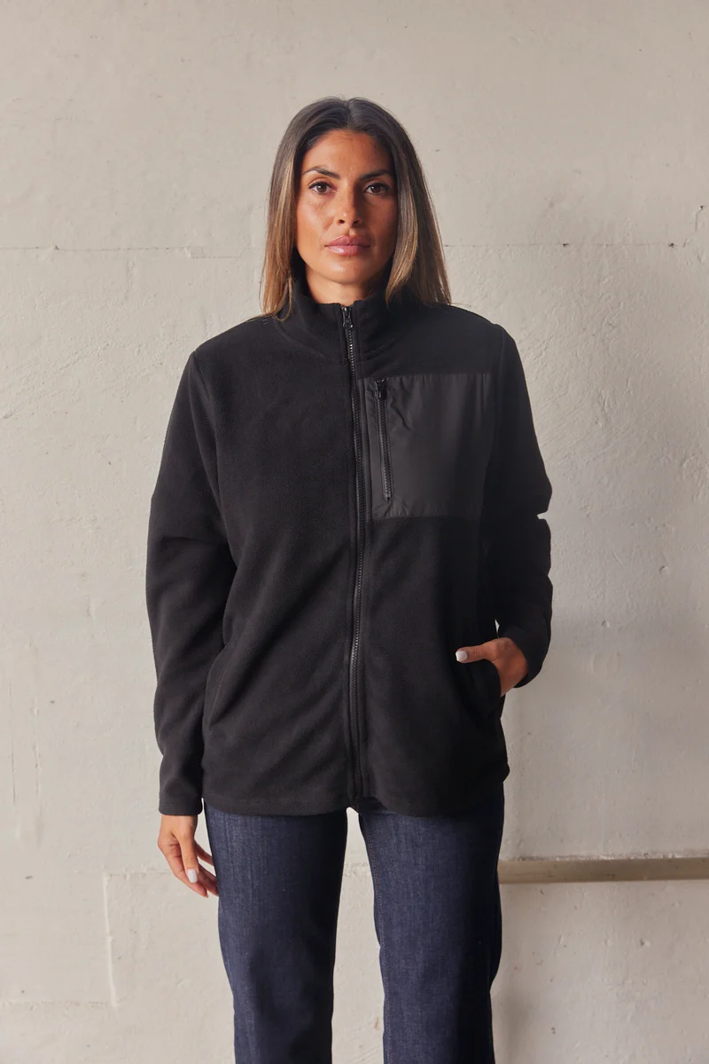 Carrow Fleece Jacket | Sort | Jakke fra French Laundry