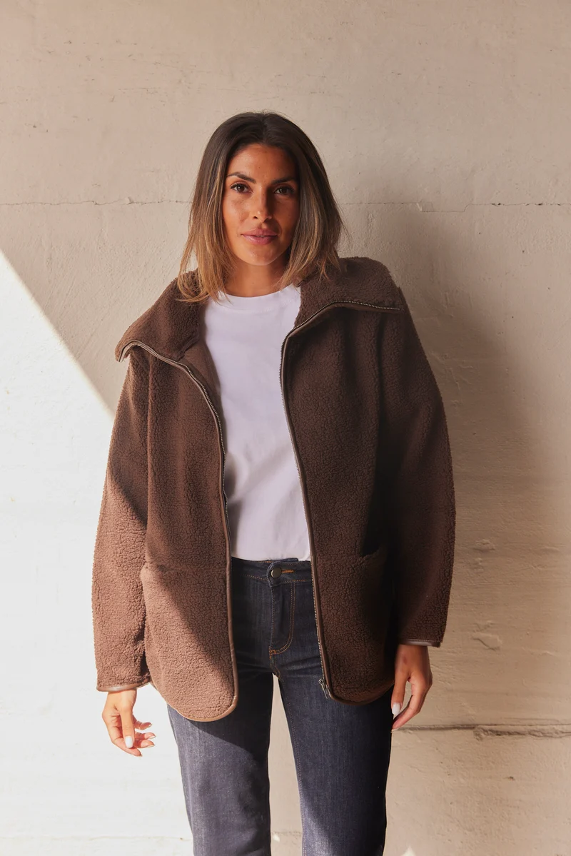 Bamie Teddy Zip | Brun | Jakke fra French Laundry