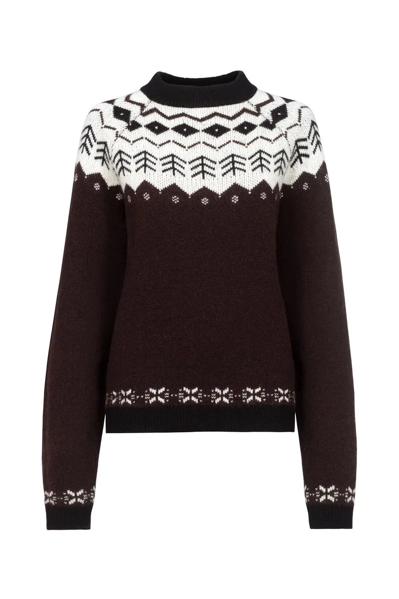 CAVALDENA Damen Rundhalspullover Café Noir 46