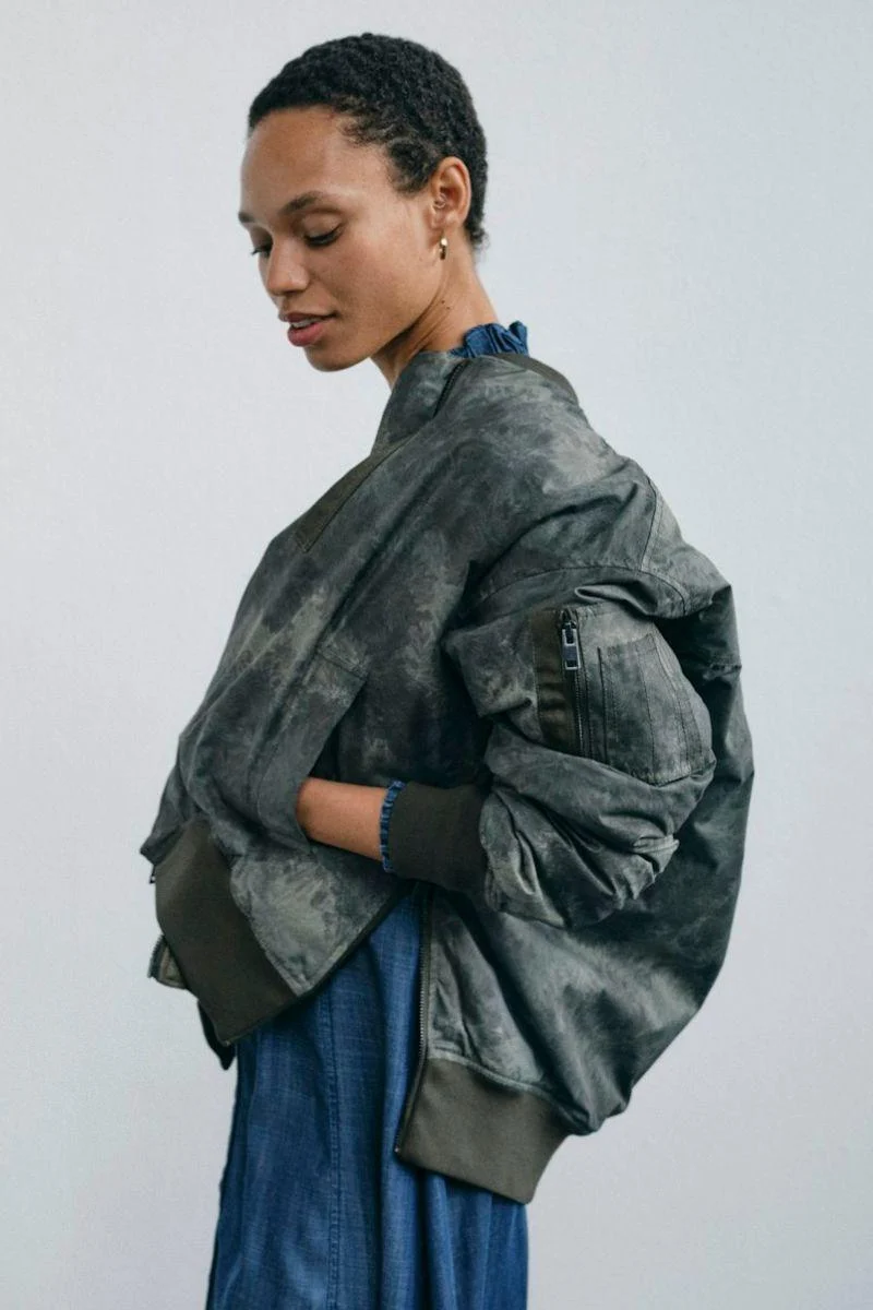 Ruby Print Bomber Jacket | Olive Night | Jakke fra Mos Mosh