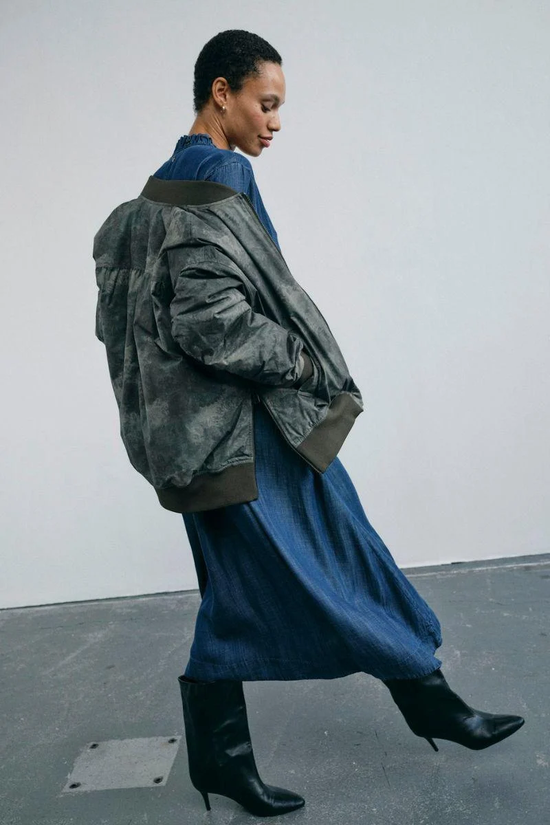 Ruby Print Bomber Jacket | Olive Night | Jakke fra Mos Mosh