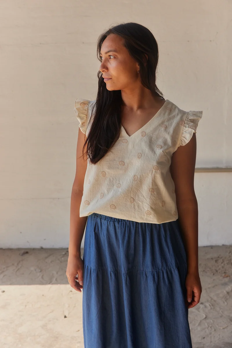 Golden Flowers Frill top | Top fra Atelier C